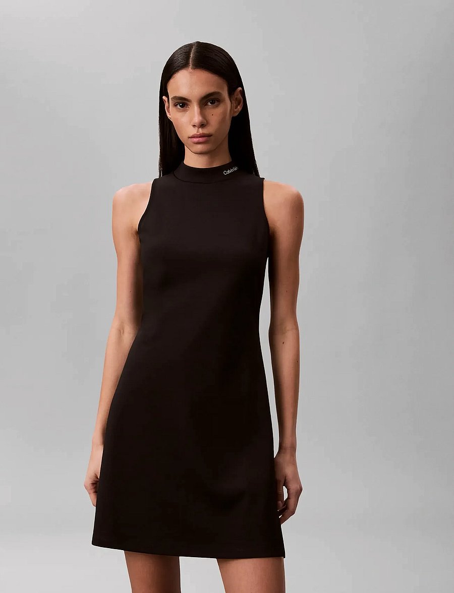 Calvin Klein Jeans - SL INTERLOCK MOCK NK MINI DRESS - korta klänningar - black - 3