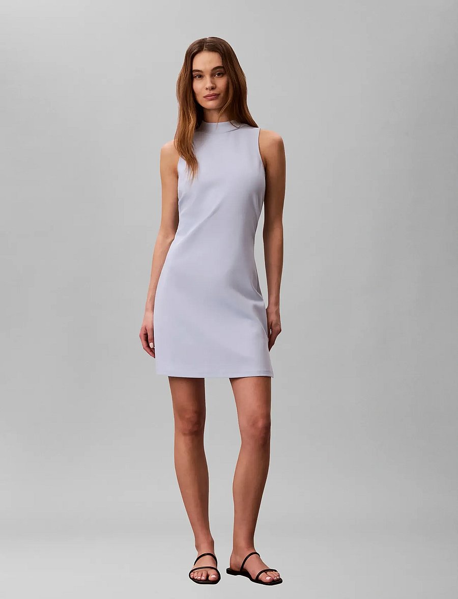Calvin Klein Jeans - SL INTERLOCK MOCK NK MINI DRESS - kurze kleider - breezy blue - 0
