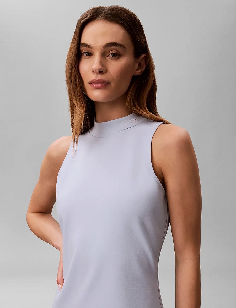 Calvin Klein Jeans - SL INTERLOCK MOCK NK MINI DRESS - kurze kleider - breezy blue - 4