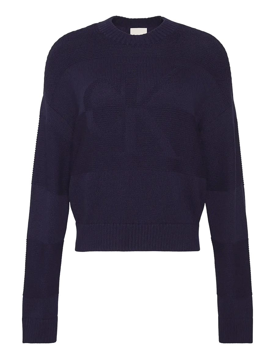 Calvin Klein Jeans - LS TONAL LOGO SWEATER - sviitrid - evening blue - 1