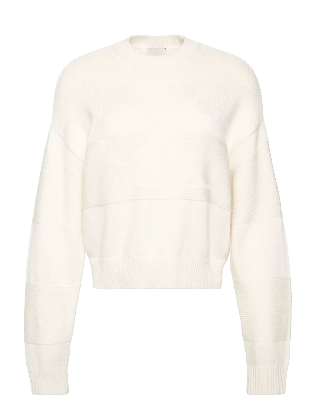 Calvin Klein Jeans LS TONAL LOGO SWEATER - Džemperi - TOFU / cream