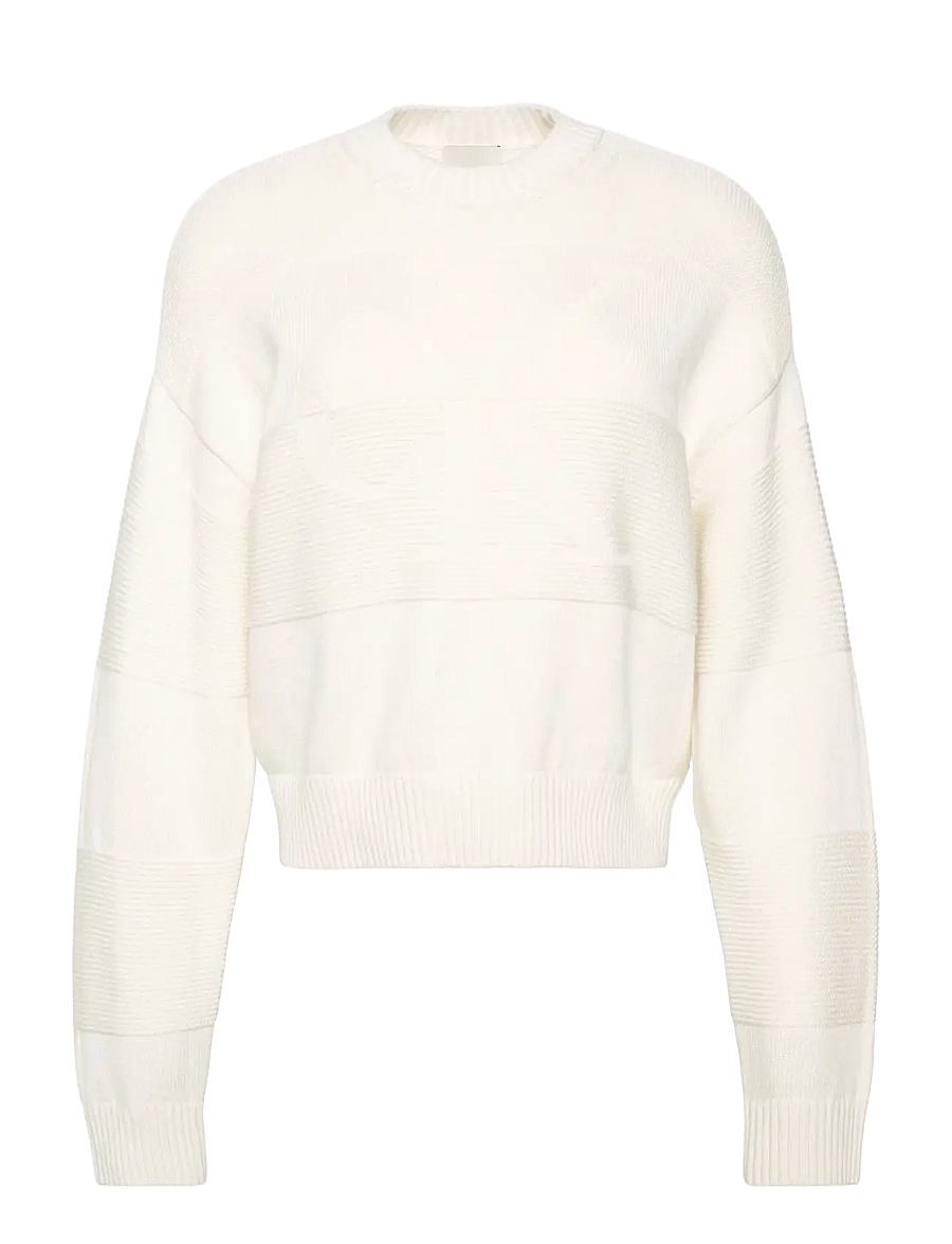 Calvin Klein Jeans - LS TONAL LOGO SWEATER - striktrøjer - tofu - 1