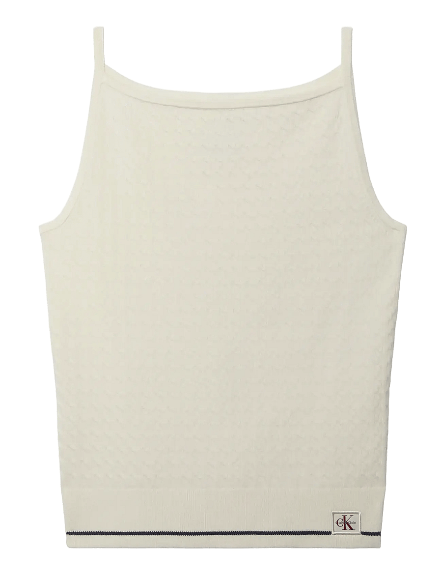 Calvin Klein Jeans - SL SLIM WOVEN LABEL CABLE TANK - tofu - 1