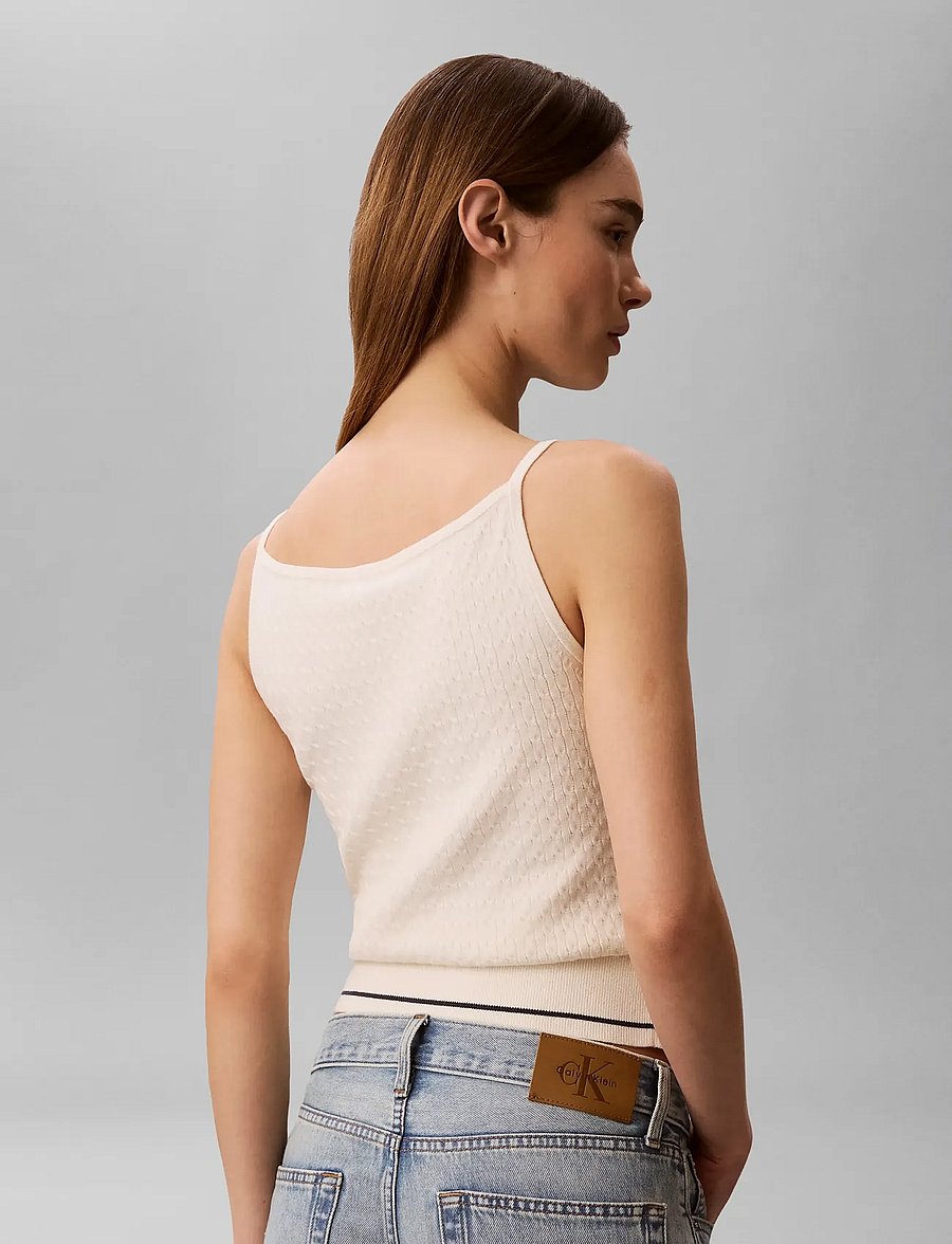 Calvin Klein Jeans - SL SLIM WOVEN LABEL CABLE TANK - tofu - 2