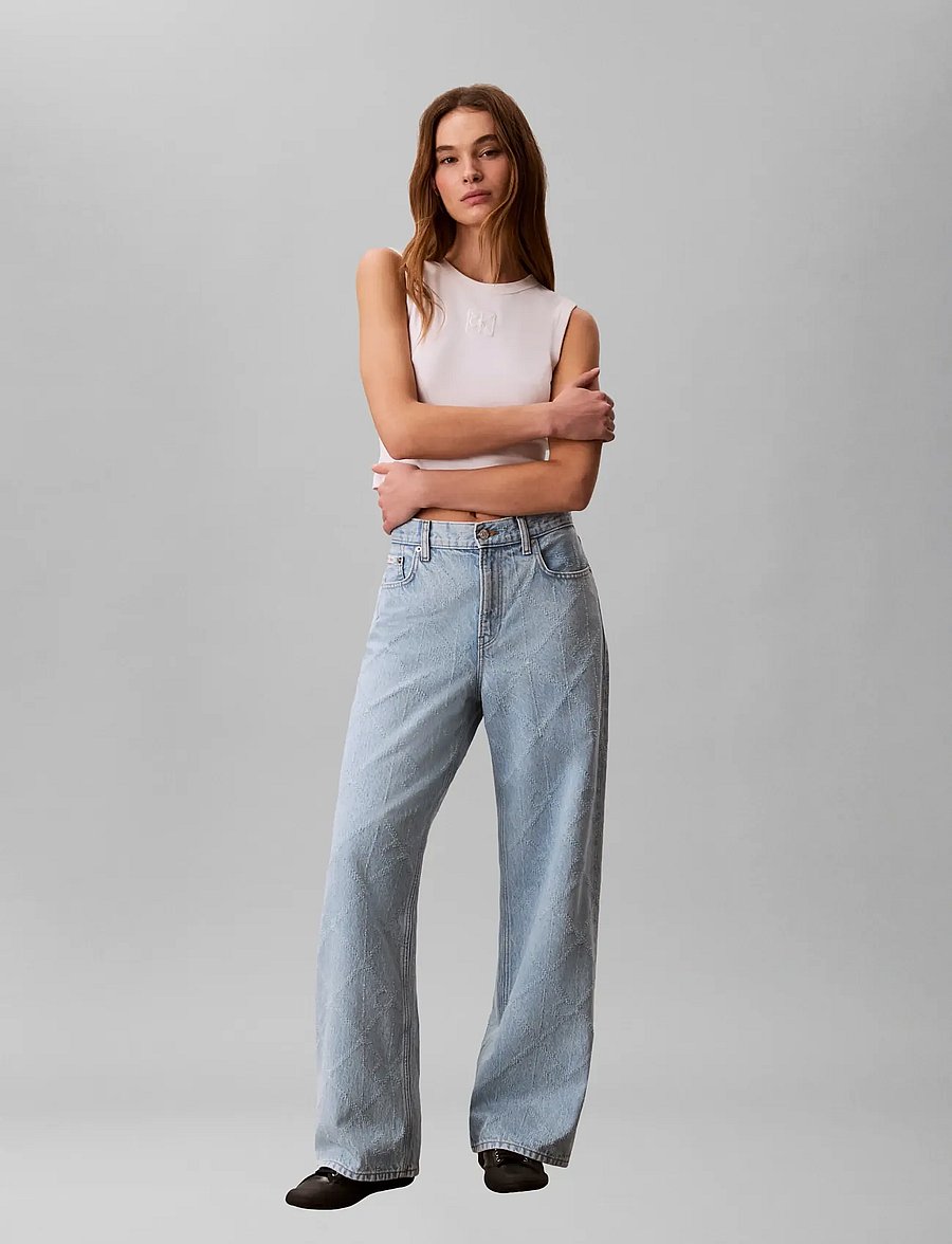 Calvin Klein Jeans - LOW RISE BAGGY NEEDLEPUNCH CK TR - pantalons larges - ck tropic - 0
