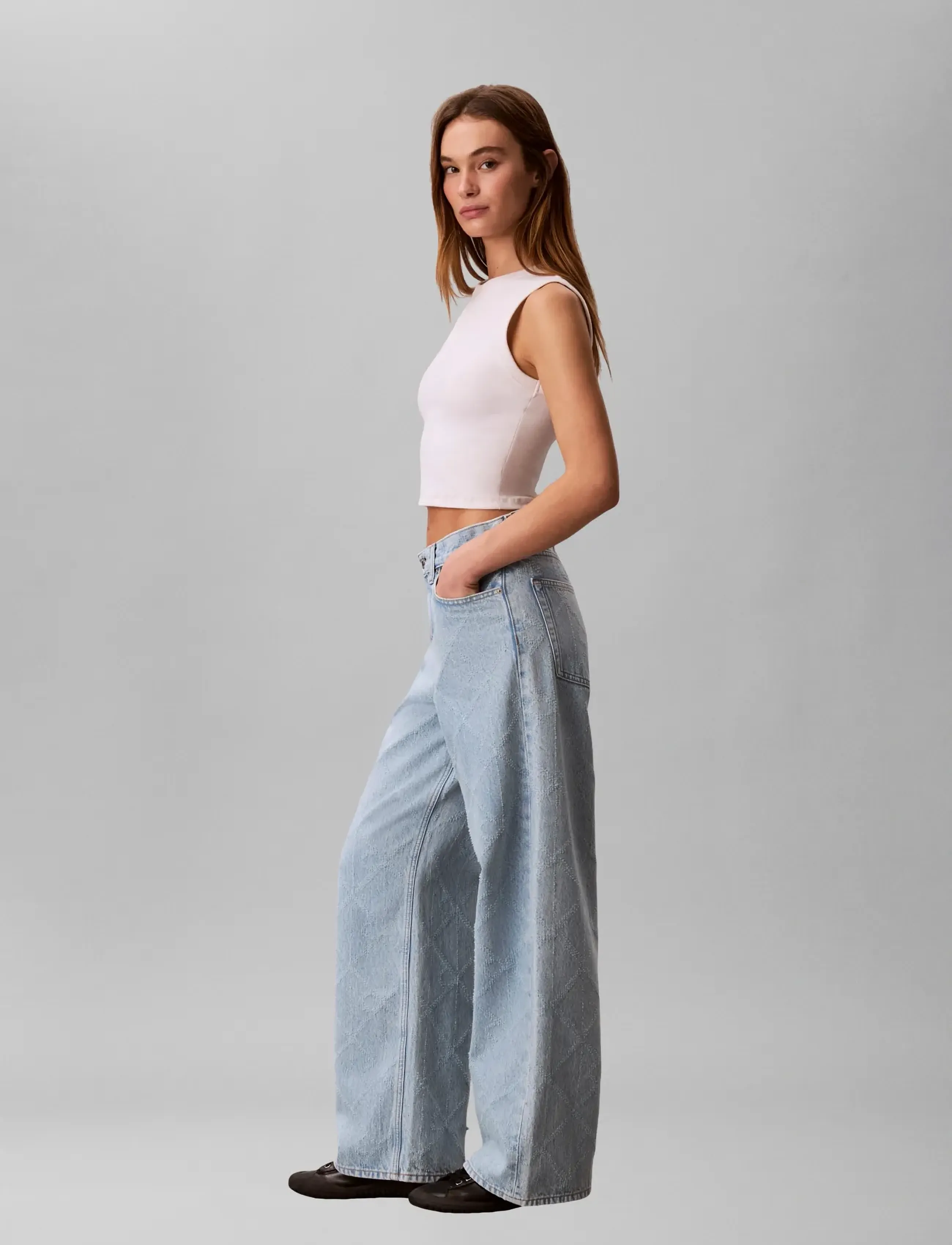 Calvin Klein Jeans - LOW RISE BAGGY NEEDLEPUNCH CK TR - pantalons larges - ck tropic - 4