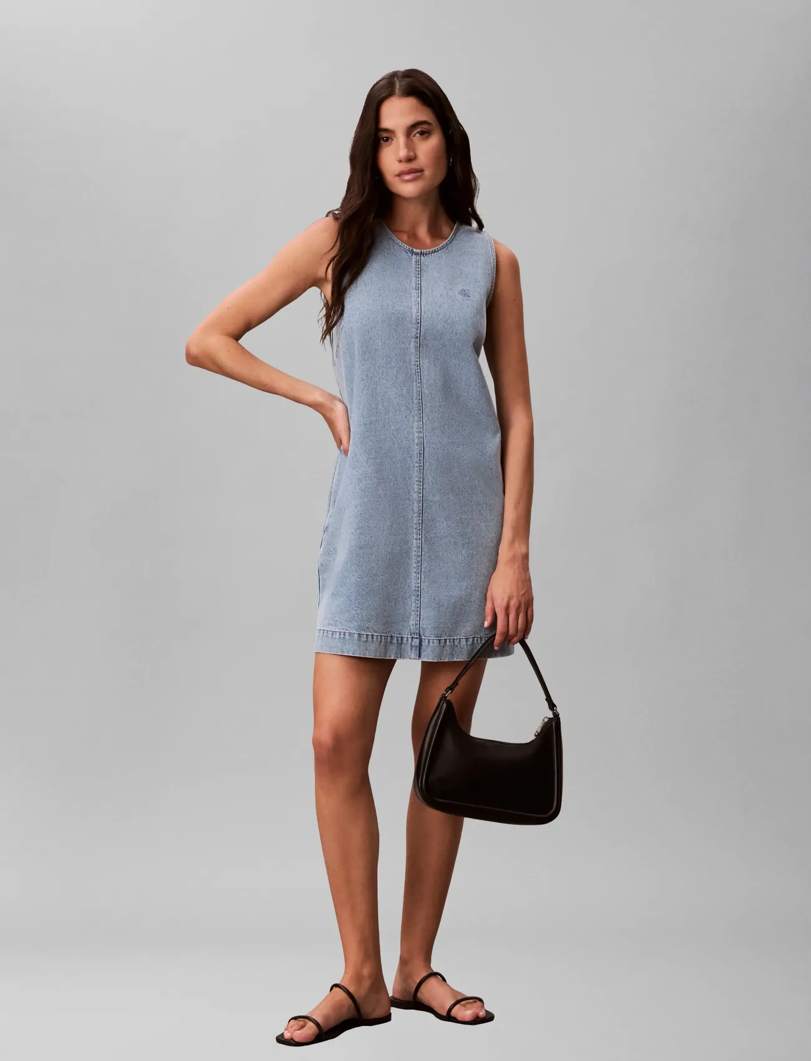 Calvin Klein Jeans SLVLSS DENIM SHIFT DRESS COASTAL - Kleidung - COASTAL LIGHT / blue