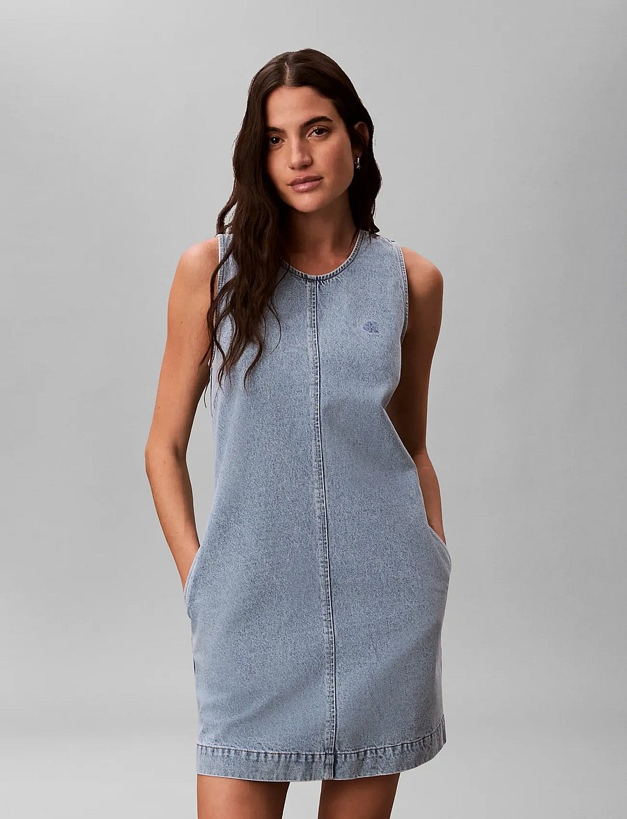 Calvin Klein Jeans - SLVLSS DENIM SHIFT DRESS COASTAL - jeanskleider - coastal light - 3