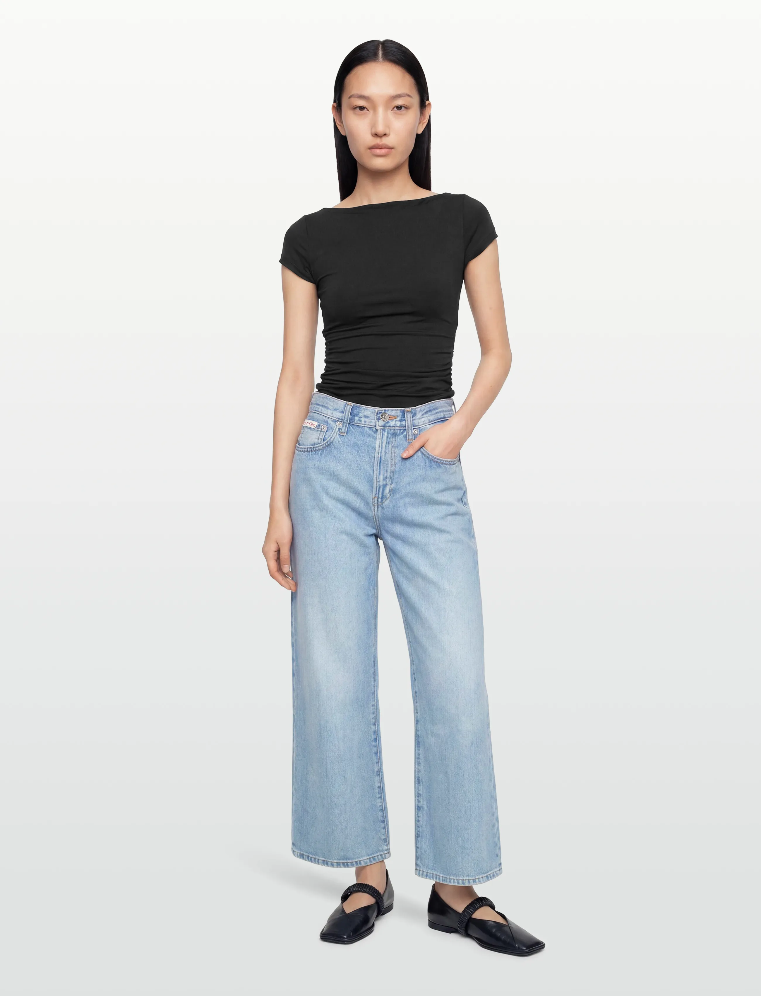 Calvin Klein Jeans The Wide Leg Sage Stone, 31 x 32, Jeans, Blau - Wide, Frauen