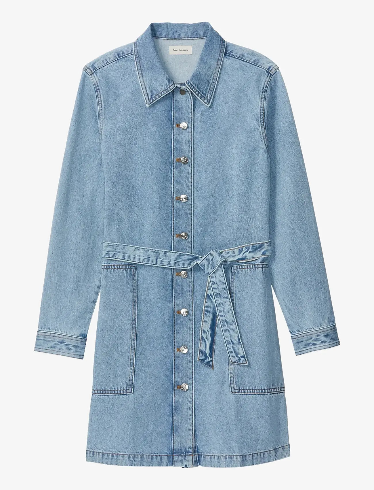Calvin Klein Jeans - BELTED DENIM MINI DRESS COASTAL - särkkleidid - coastal light - 1