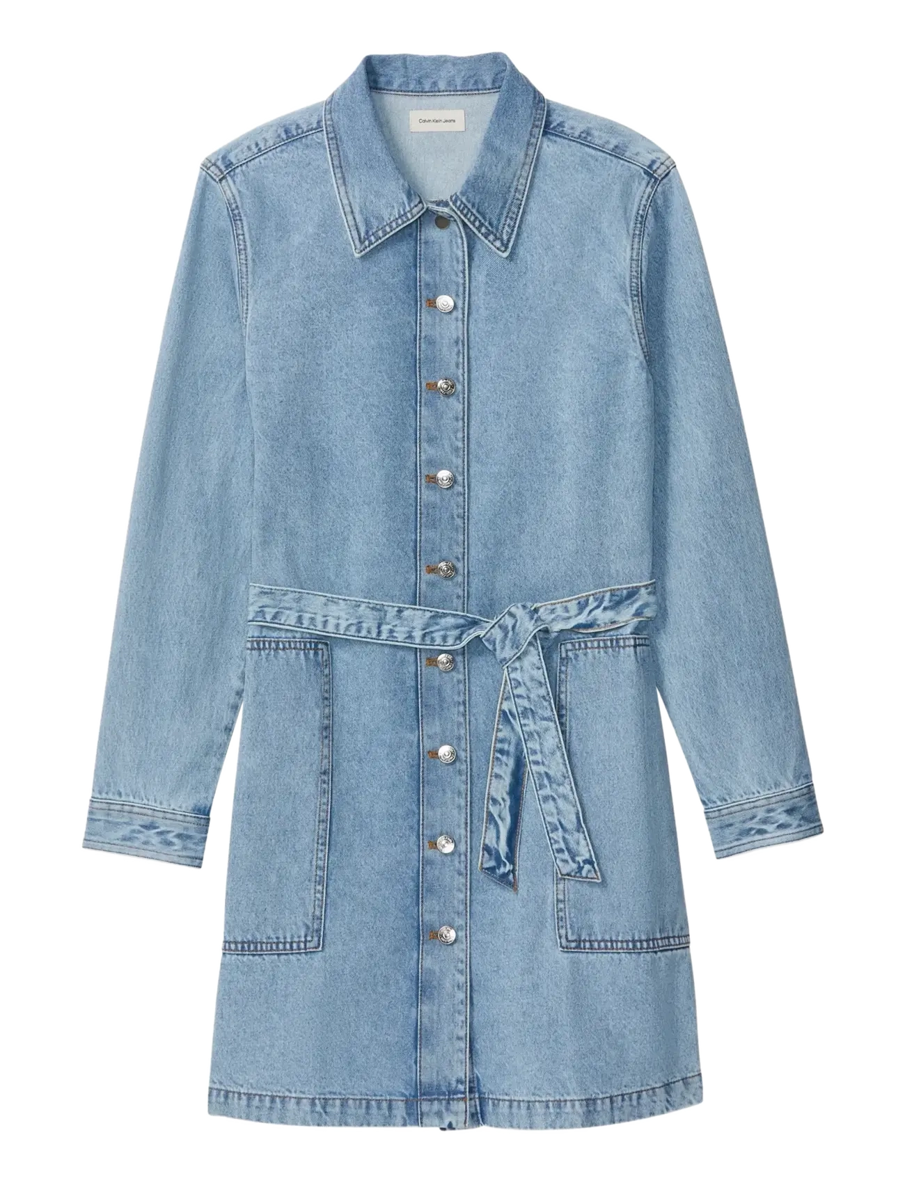 BELTED DENIM MINI DRESS COASTAL - COASTAL LIGHT