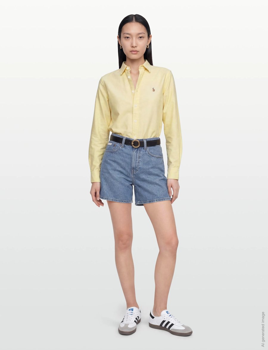 Calvin Klein Jeans - HI RISE A-LINE SHORT BLUE CAROLI - blue caroline - 0