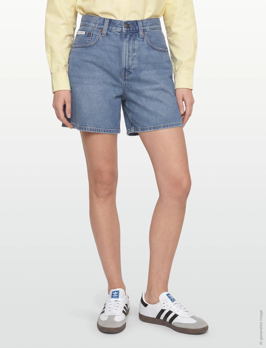 Calvin Klein Jeans - HI RISE A-LINE SHORT BLUE CAROLI - blue caroline - 3