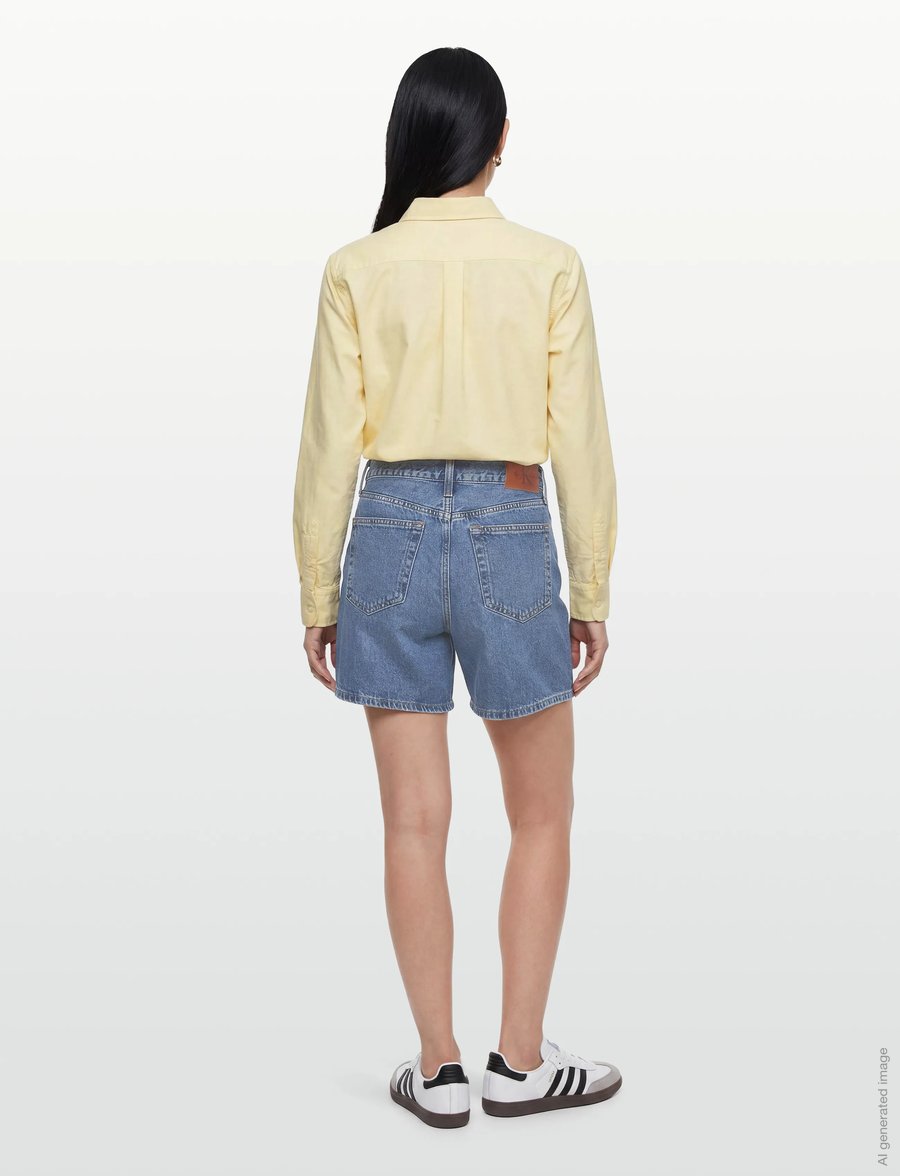 Calvin Klein Jeans - HI RISE A-LINE SHORT BLUE CAROLI - blue caroline - 4