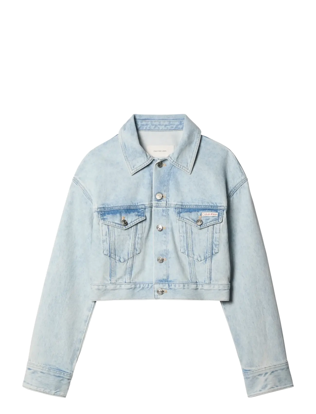 CALVIN KLEIN JEANS Denim Cropped Trucker Bleached B Blau - L - Damen
