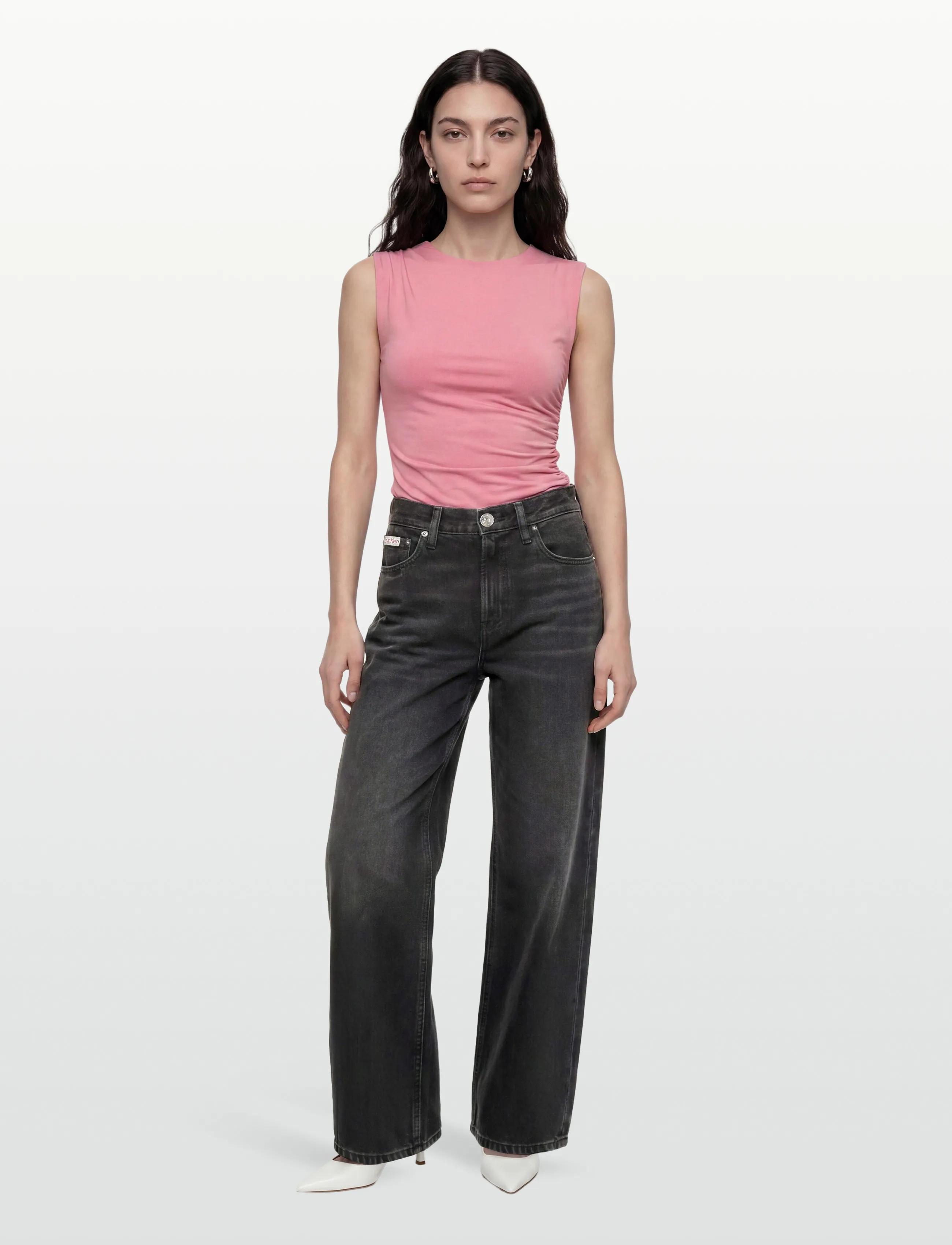 Calvin Klein Jeans Rlxd Barrel Jean Evng Blk, LG/26 x 34, Black, Jeans > Barrel Jeans, Dame