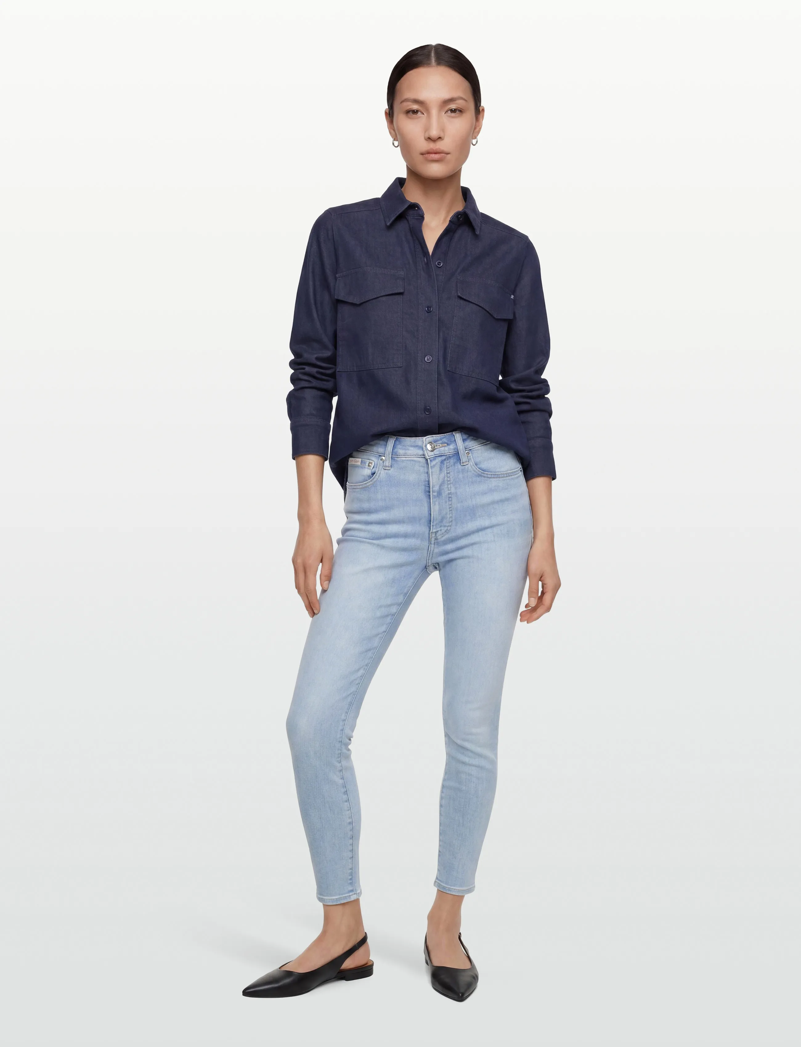 Calvin Klein Jeans HIGH RISE SKINNY WATERCOURSE - Dżinsy - WATERCOURSE / blue
