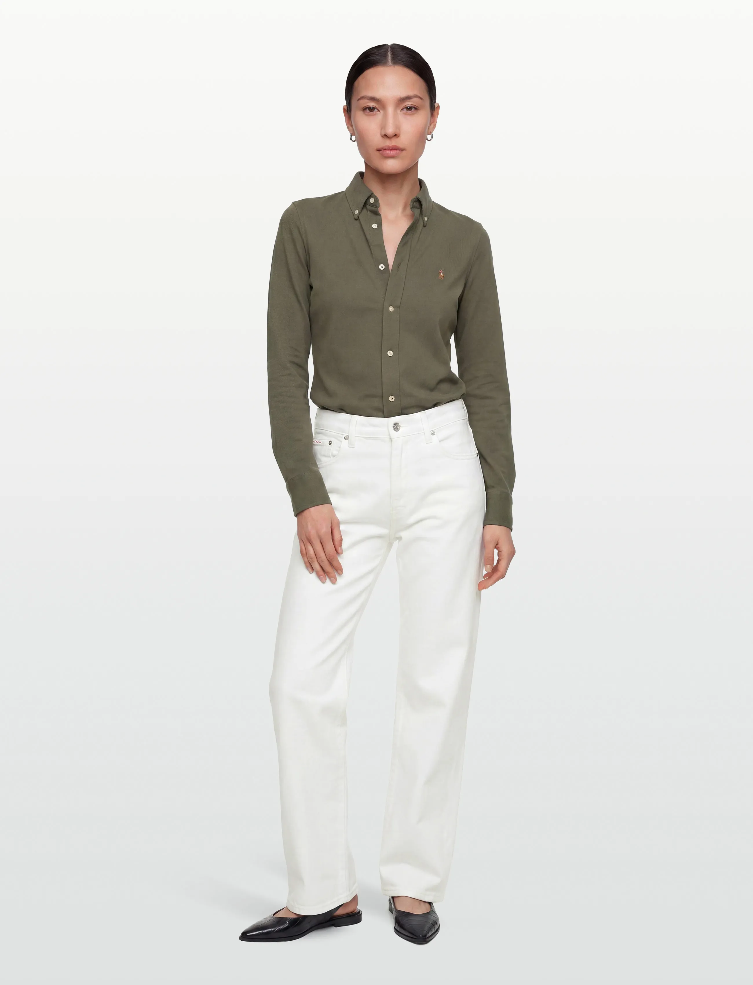 Calvin Klein Jeans HIGH RISE STRAIGHT CHALK WHITE - Calvin Klein Jeans - CHALK WHITE / white