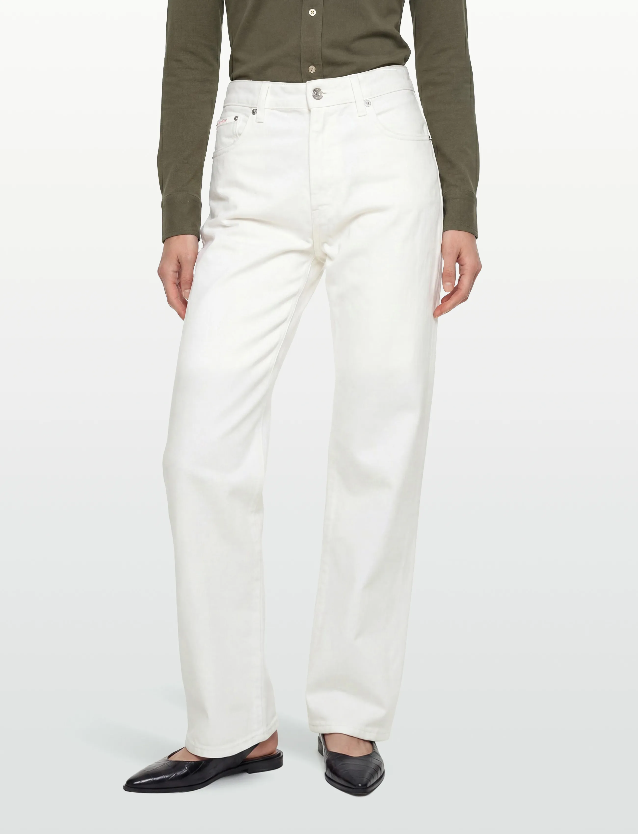Calvin Klein Jeans - HIGH RISE STRAIGHT CHALK WHITE - straight jeans - chalk white - 3