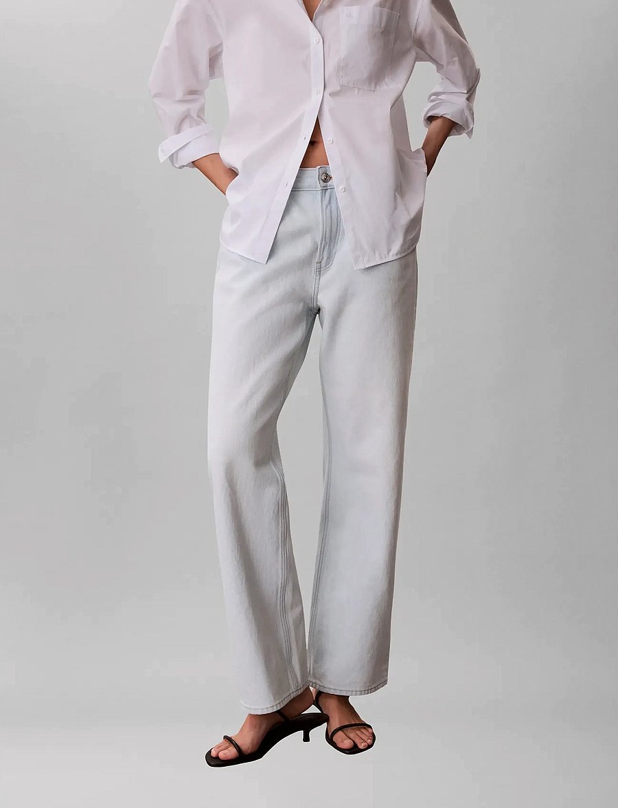 Calvin Klein Jeans - 90s STRAIGHT BLEACHED LIGHT - brede jeans - bleached light - 0