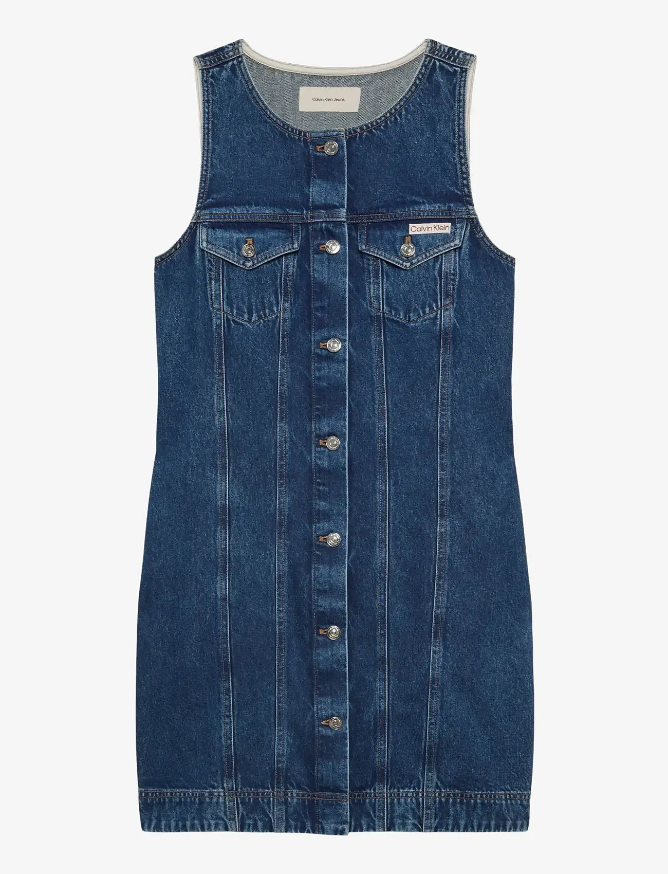 calvin klein denim trucker dress Calvin Klein Calvin Klein Denim Mini Trucker Dress in Gray