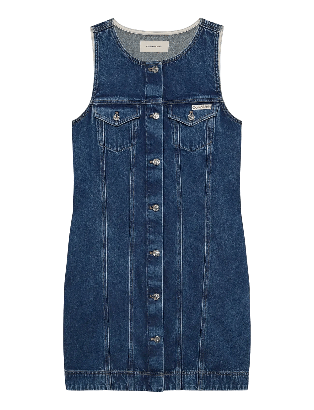 calvin klein denim trucker dress Calvin Klein Calvin Klein Denim Mini Trucker Dress in Gray