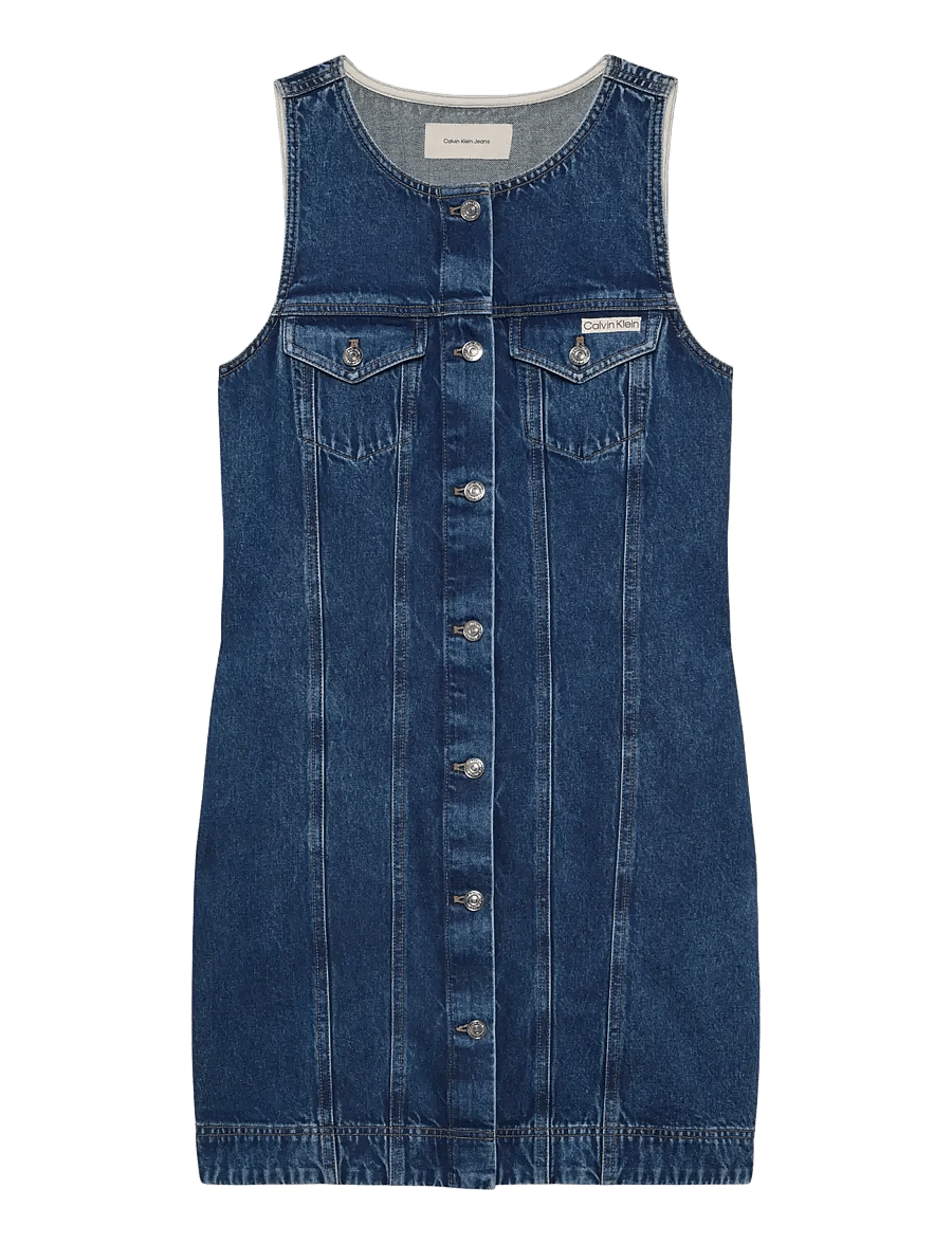 Calvin Klein Jeans - WHS SLVLS MINI TRUCKER DRESS MAD - jeanskleider - madden blue - 1