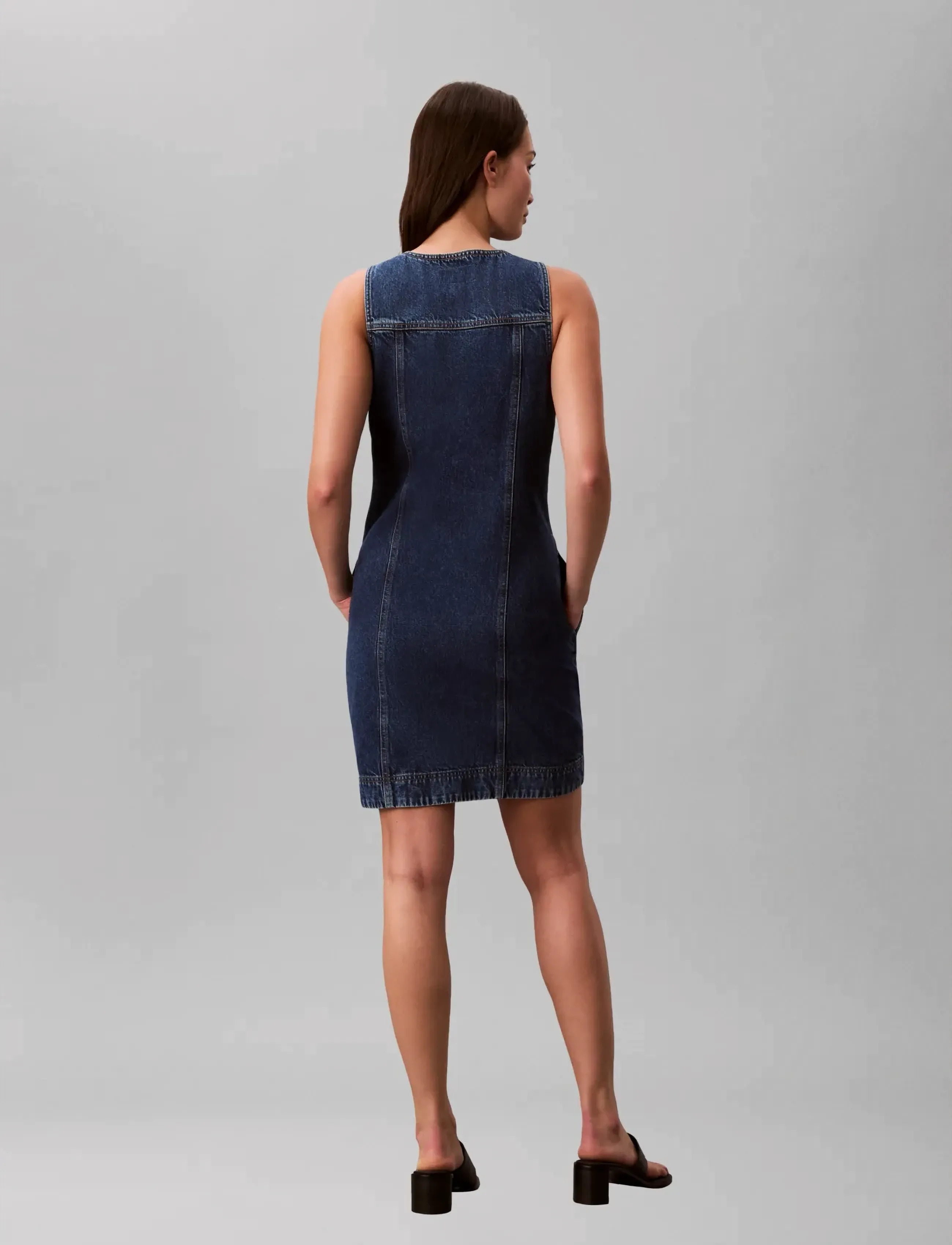 Calvin Klein Jeans - WHS SLVLS MINI TRUCKER DRESS MAD - jeanskleider - madden blue - 3