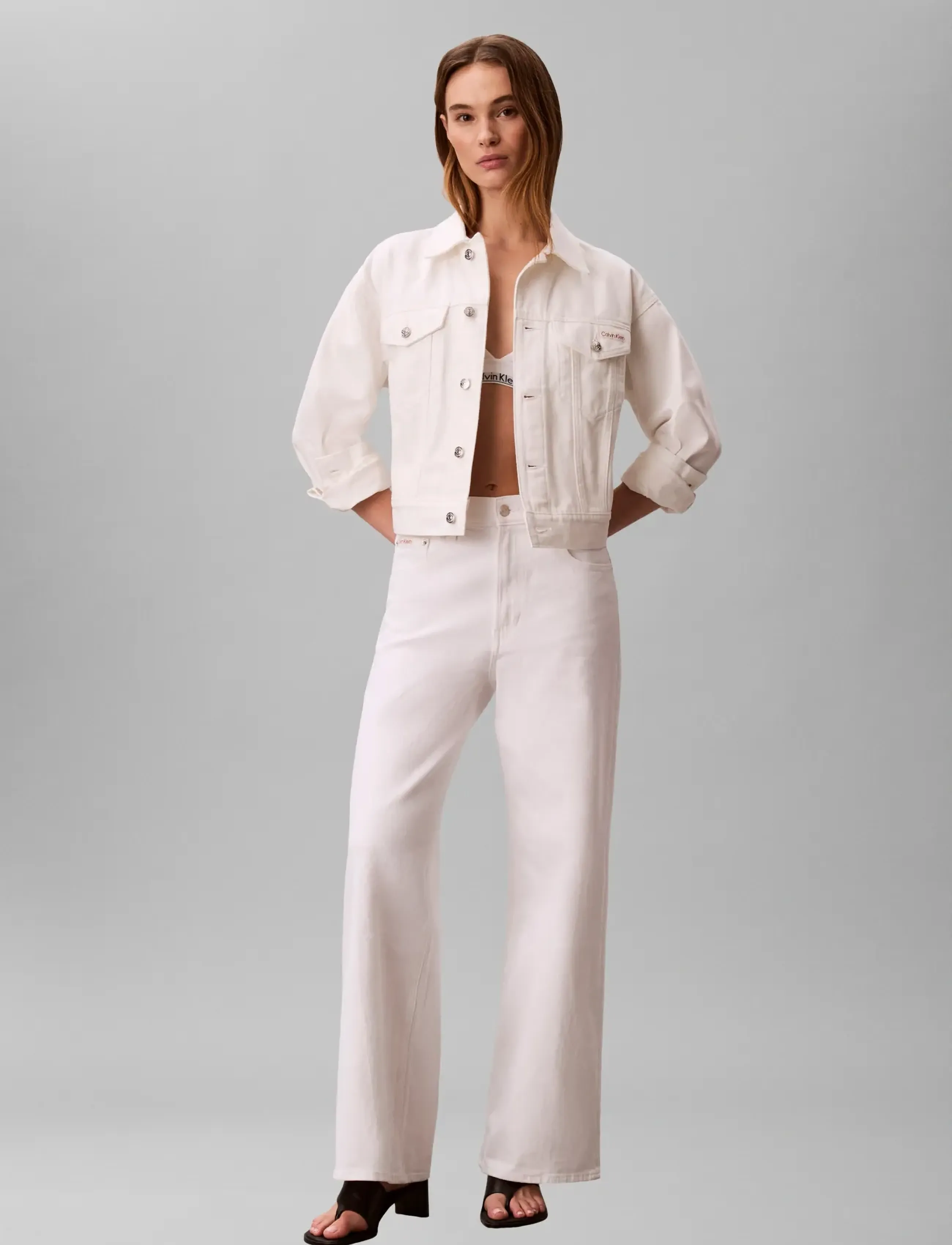 Calvin Klein Jeans 90S TRUCKER CHALK WHITE - Joped - CHALK WHITE / white