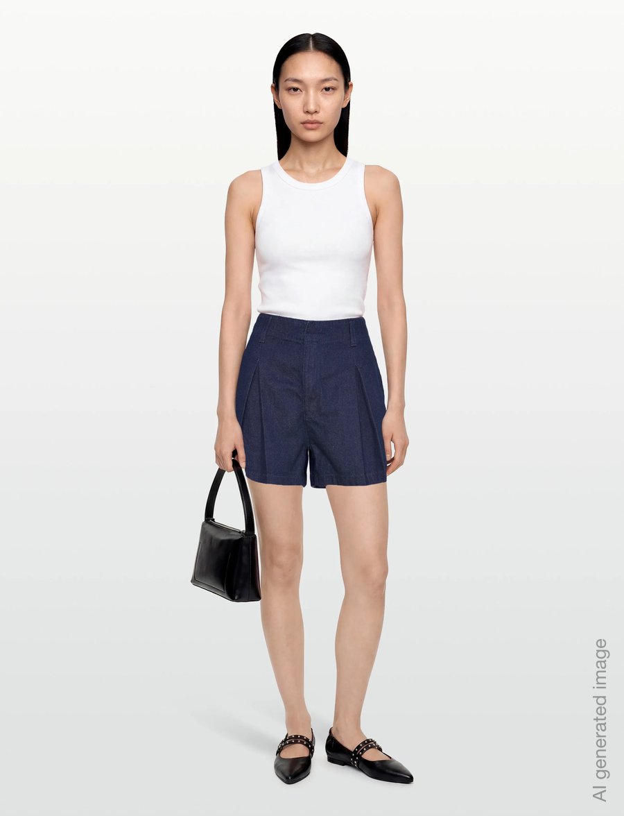 Calvin Klein Jeans - WHS PLEATED TROUSER SHORT RINSE - jorts - rinse - 0