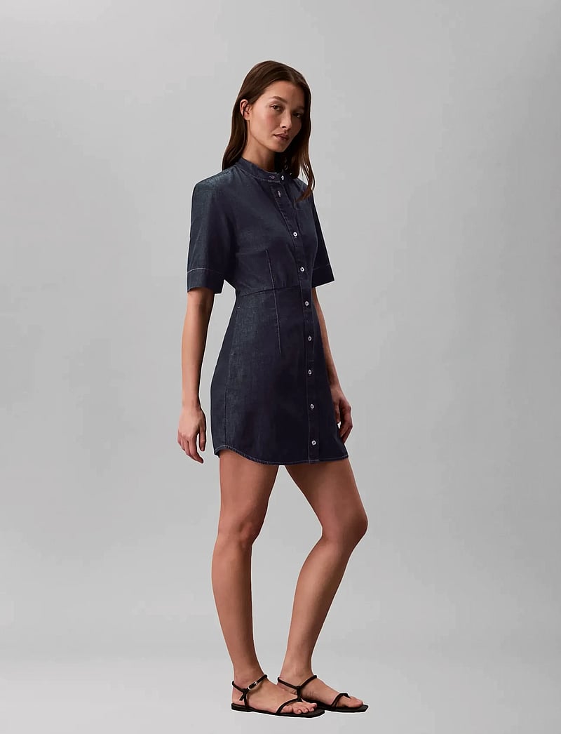 Calvin Klein Jeans - SHORT SLEEVE SHIRT DRESS RINSE - denimkjoler - rinse - 4