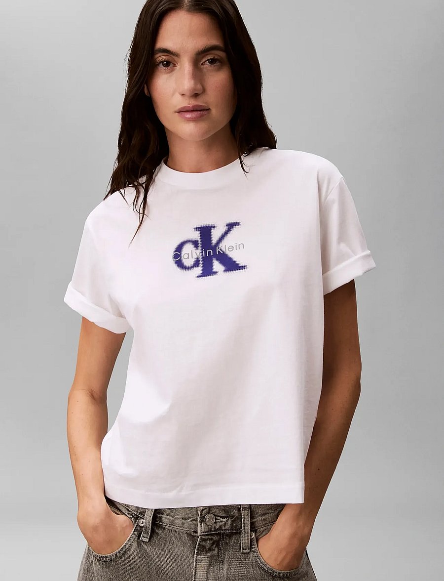 Calvin Klein Jeans - SS BOXY SEASONAL MONOLOGO GRAPHI - t-shirts - bright white - 3