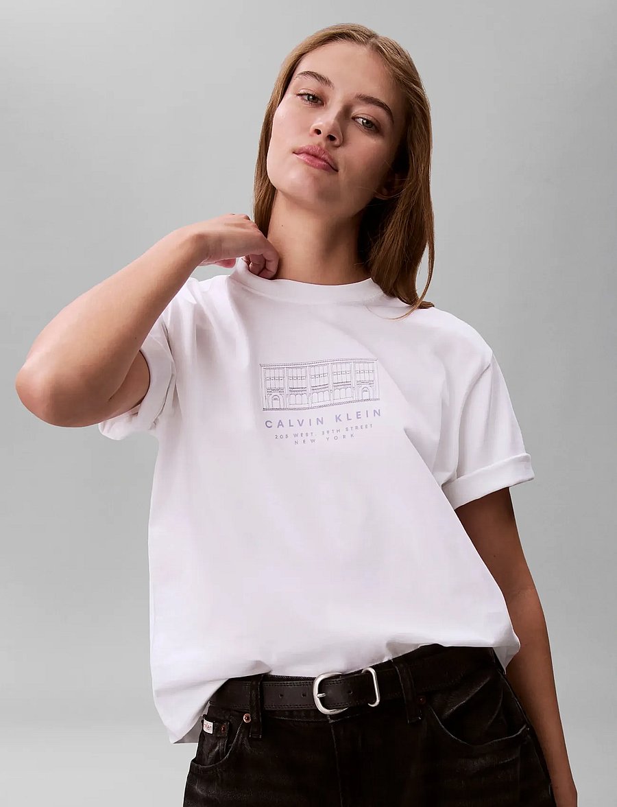 Calvin Klein Jeans - SS SEASONAL GRAPHIC BOXY TEE - t-shirts - bright white - 4