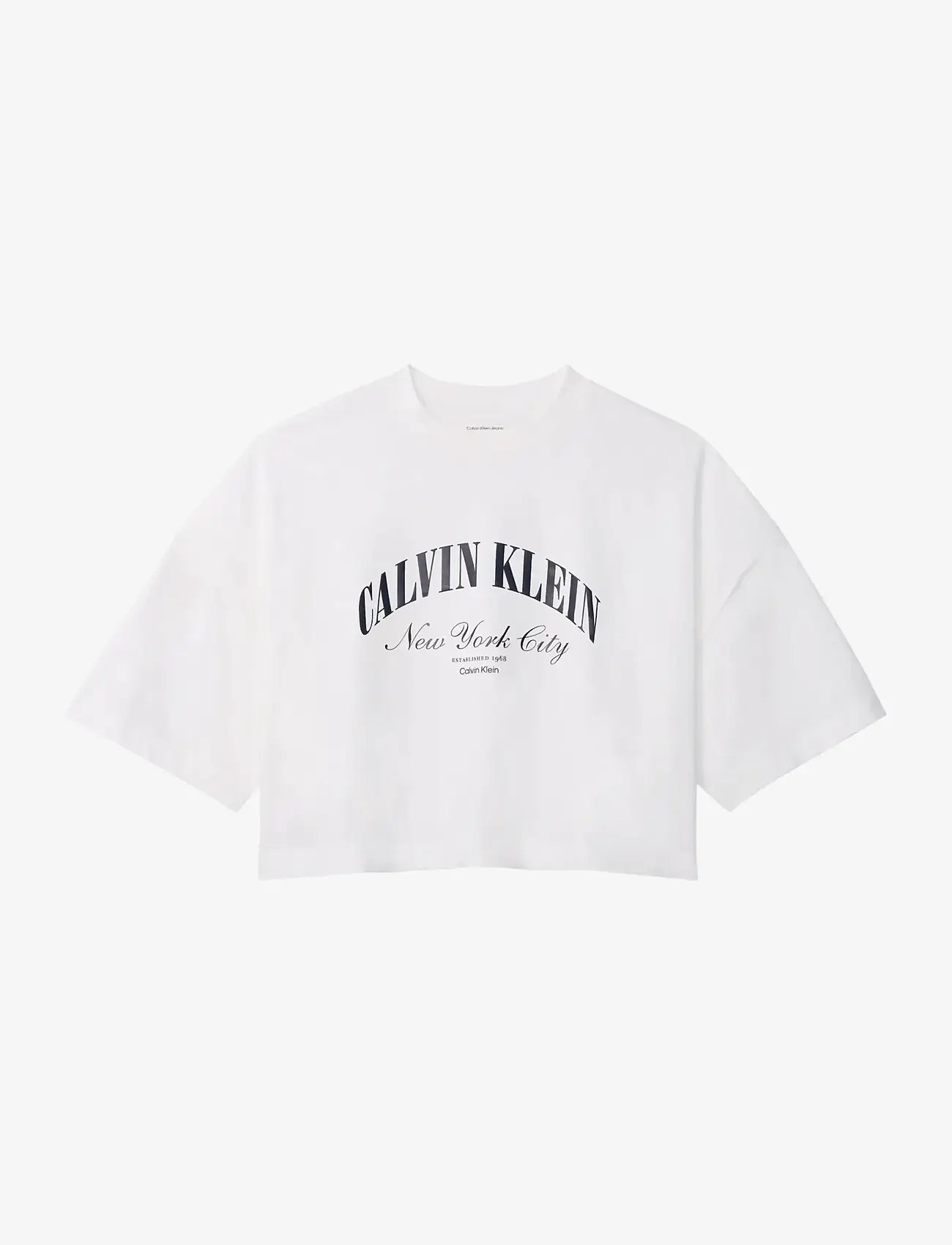 Calvin Klein Jeans - SS CROPPED BOXY HERITAGE CREST L - nabapluusid - bright white - 1