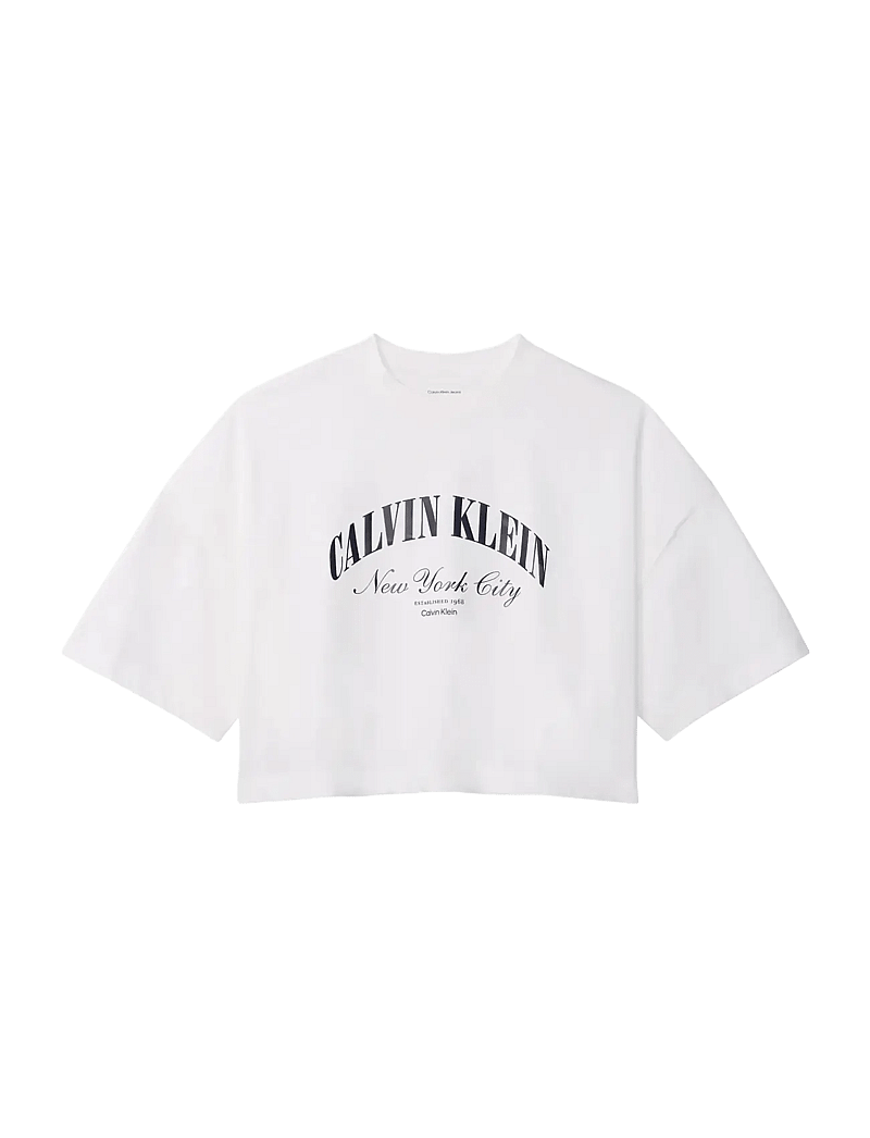 Calvin Klein Jeans - SS CROPPED BOXY HERITAGE CREST L - nabapluusid - bright white - 1