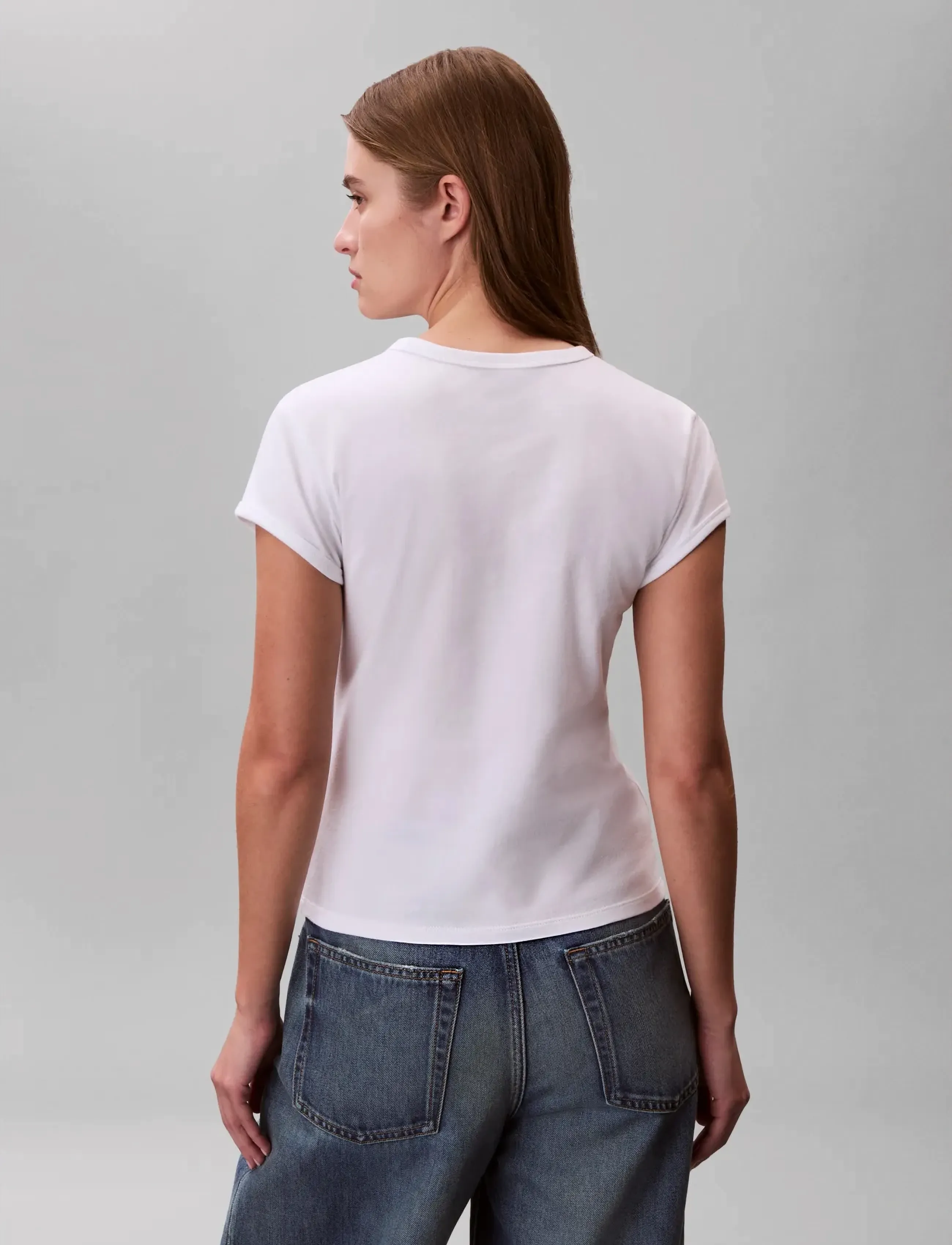 Calvin Klein Jeans - SS GRAPHIC LOGO BABY TEE - t-shirts - bright white - 2