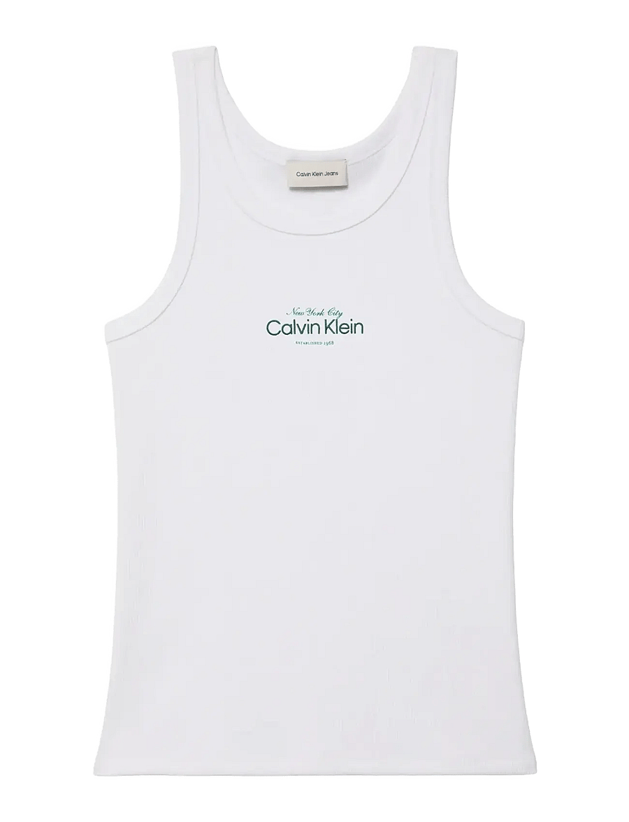 Calvin Klein Jeans - CONTOUR 2X2 RIB GRAPHIC TANK - varrukateta topid - bright white - 1
