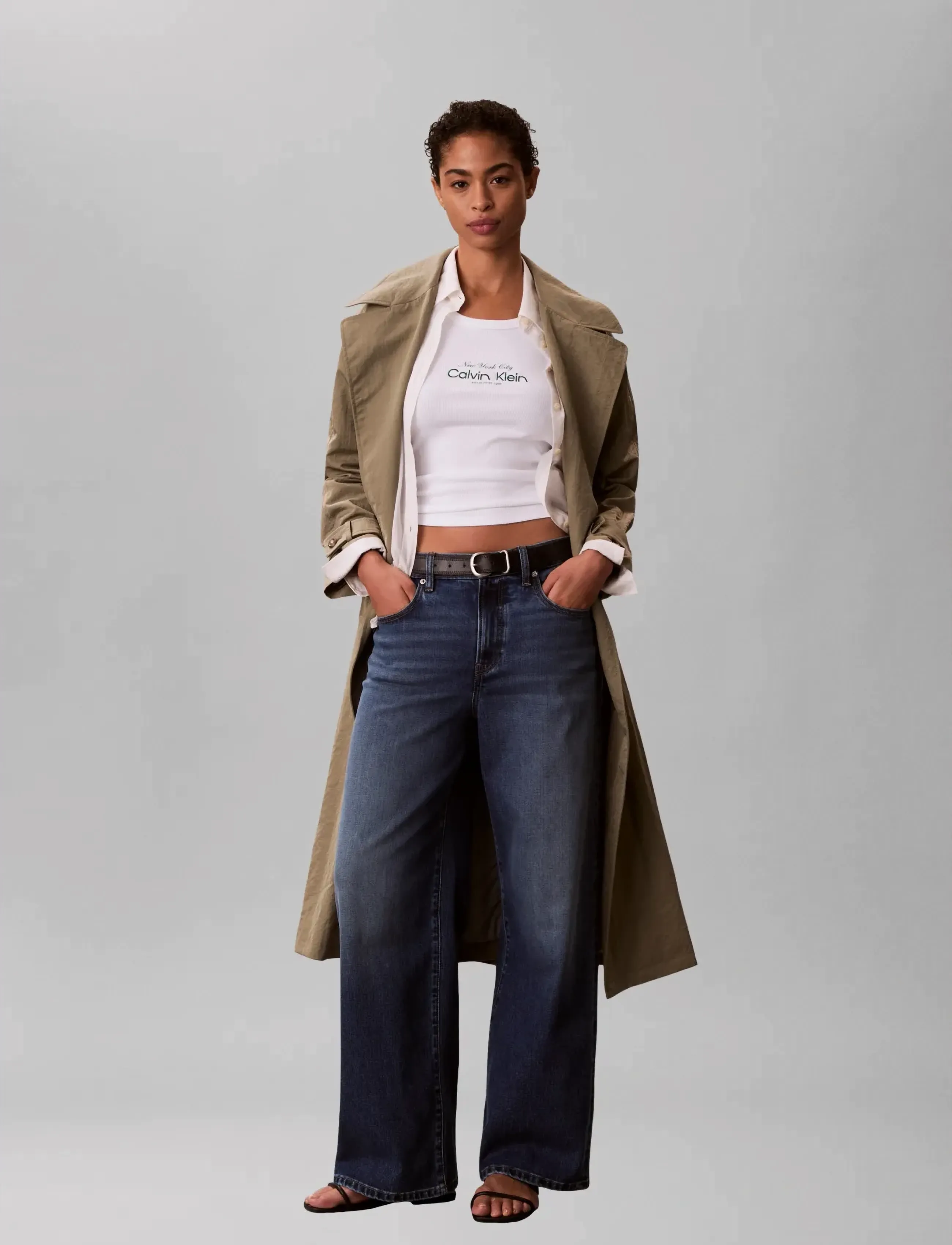 Calvin Klein Jeans CONTOUR 2X2 RIB GRAPHIC TANK - T-särgid ja alussärgid - BRIGHT WHITE / white