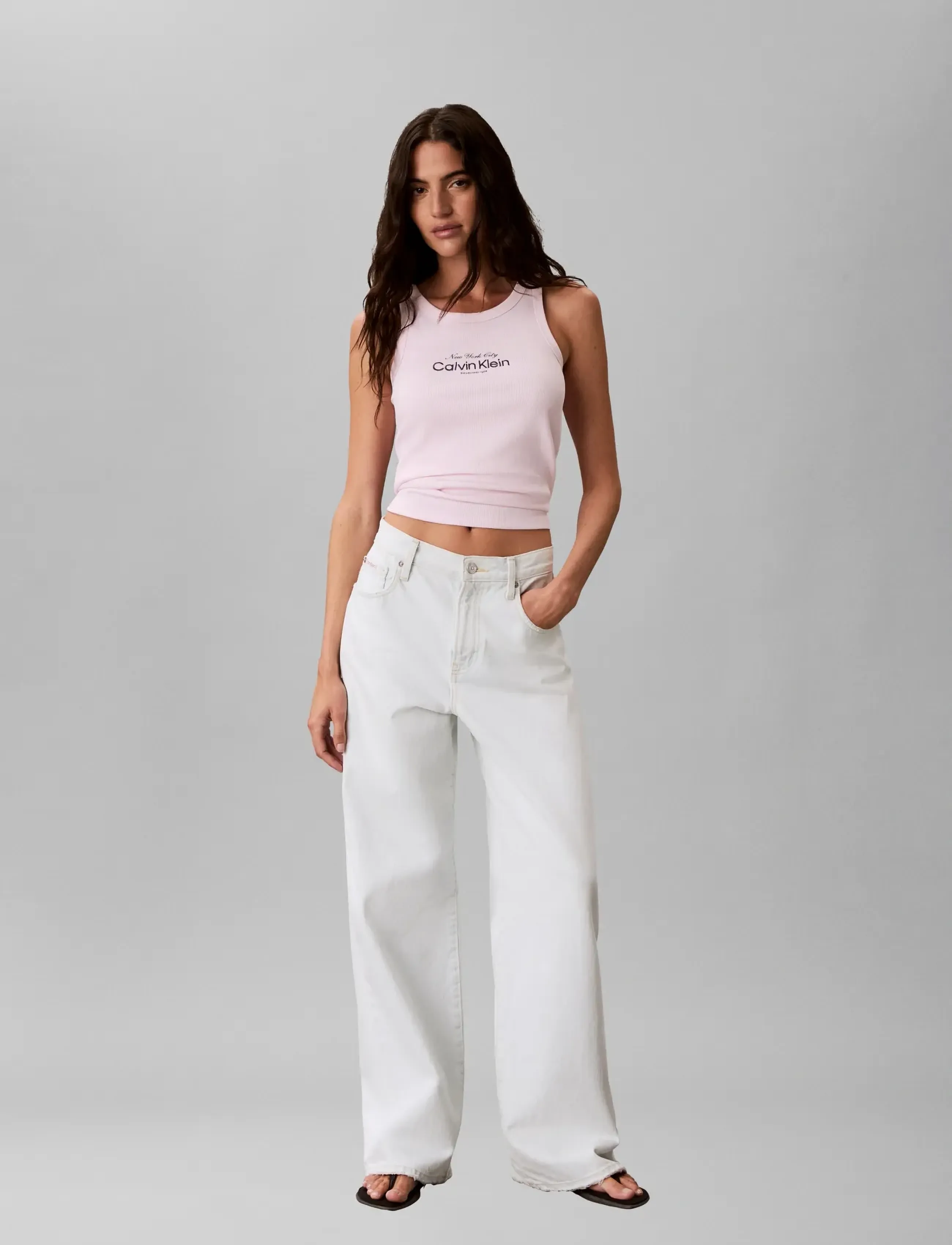 Calvin Klein Jeans CONTOUR 2X2 RIB GRAPHIC TANK - T-shirts & Tops - CRADLE PINK / pink/rose