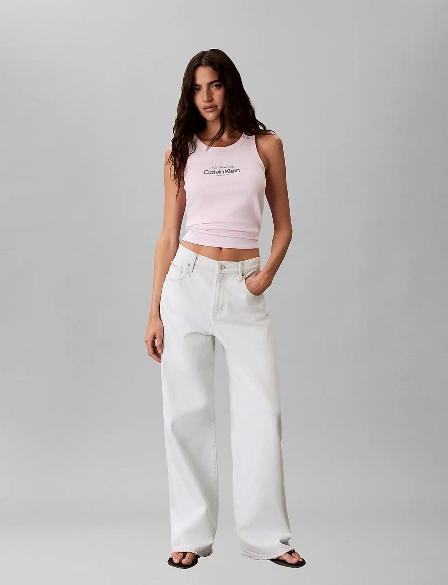 Calvin Klein Jeans - CONTOUR 2X2 RIB GRAPHIC TANK - Ärmellose tops - cradle pink - 0