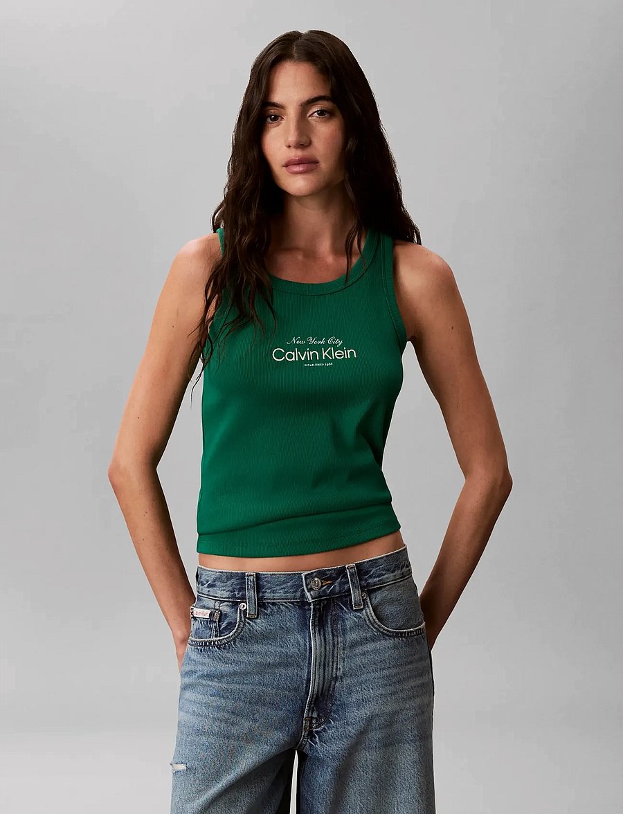 Calvin Klein Jeans - CONTOUR 2X2 RIB GRAPHIC TANK - Ärmellose tops - enchanted forest - 0