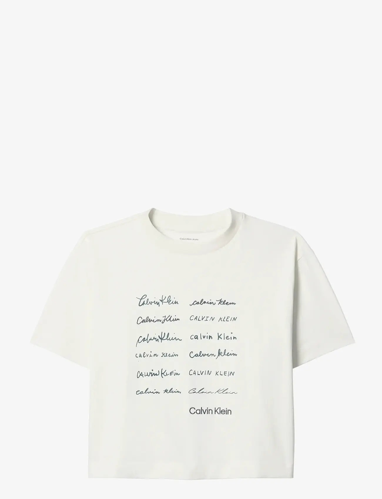 Calvin Klein Jeans - SS CROPPED BOXY GRAPHIC TEE - crop tops - tofu - 1