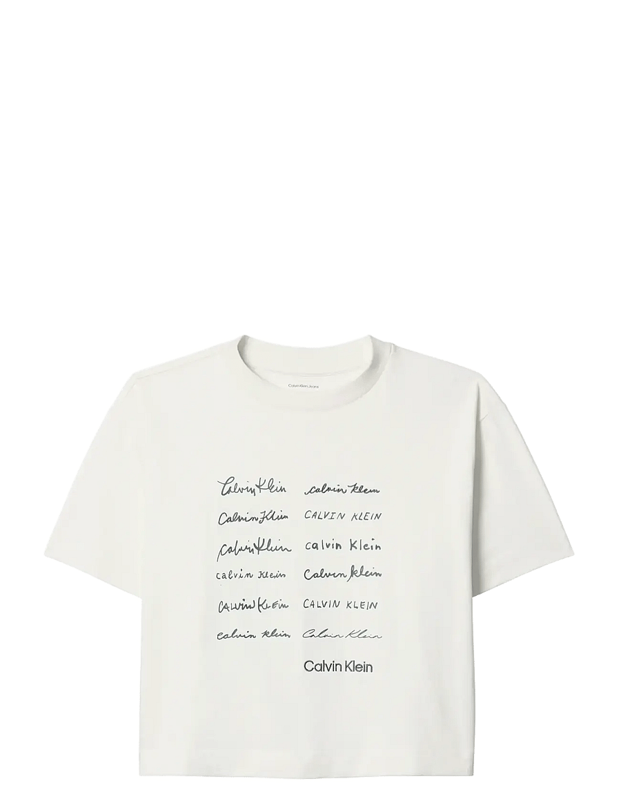 Calvin Klein Jeans - SS CROPPED BOXY GRAPHIC TEE - crop tops - tofu - 1