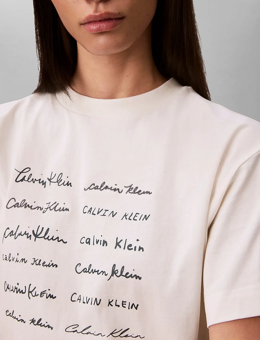 Calvin Klein Jeans - SS CROPPED BOXY GRAPHIC TEE - crop tops - tofu - 4