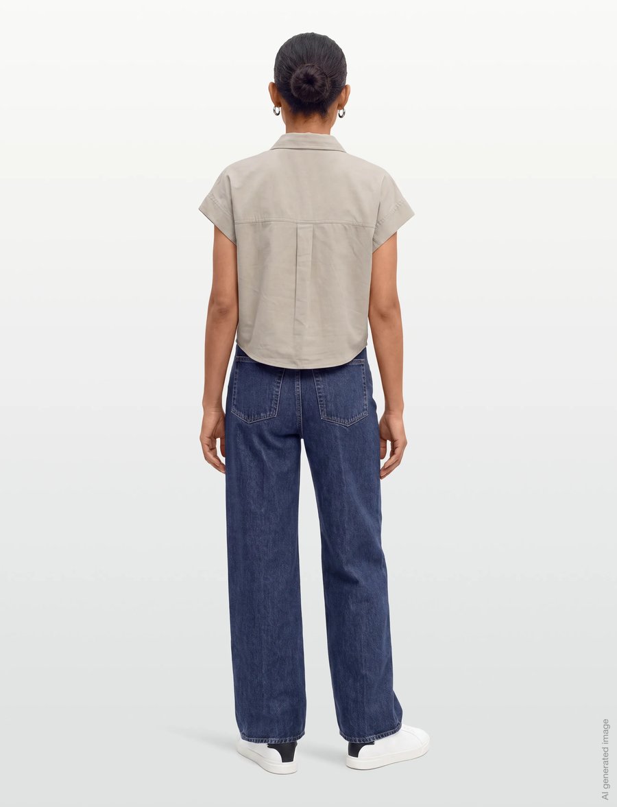 Calvin Klein Jeans - FAUX DENIM SS RELAXED BLOUSE - jeanshemden - roasted cashew - 4