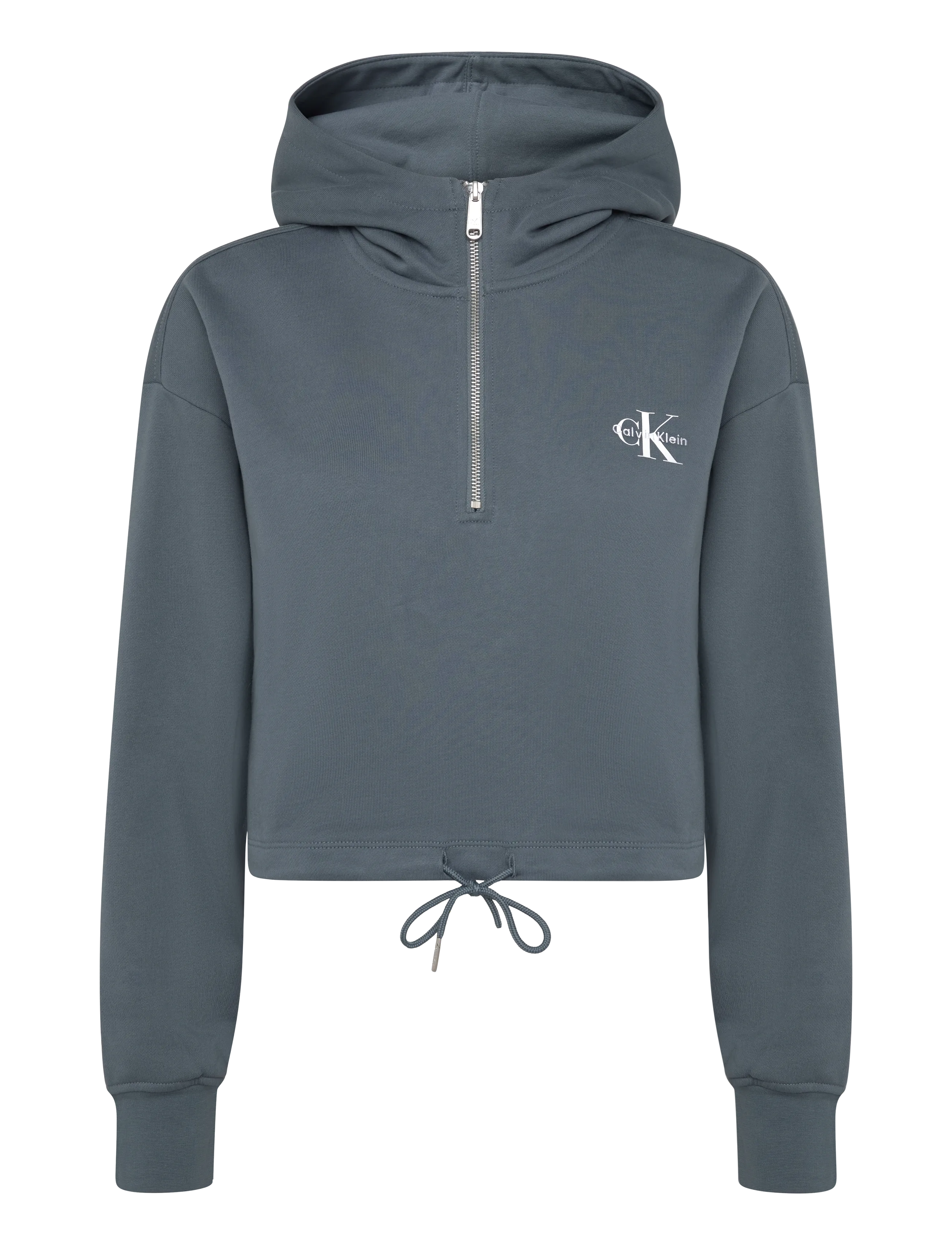 Calvin Klein Jeans LS MONOLOGO TERRY CROPPED TIE HZ - Sweatshirts - DARK SLATE / grey