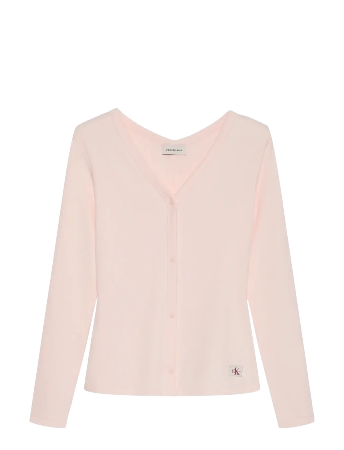 Calvin Klein Jeans LS WOVEN LABEL BABY RIB BUTTON F - Koftor - MANGANO CALCITE / pink/rose
