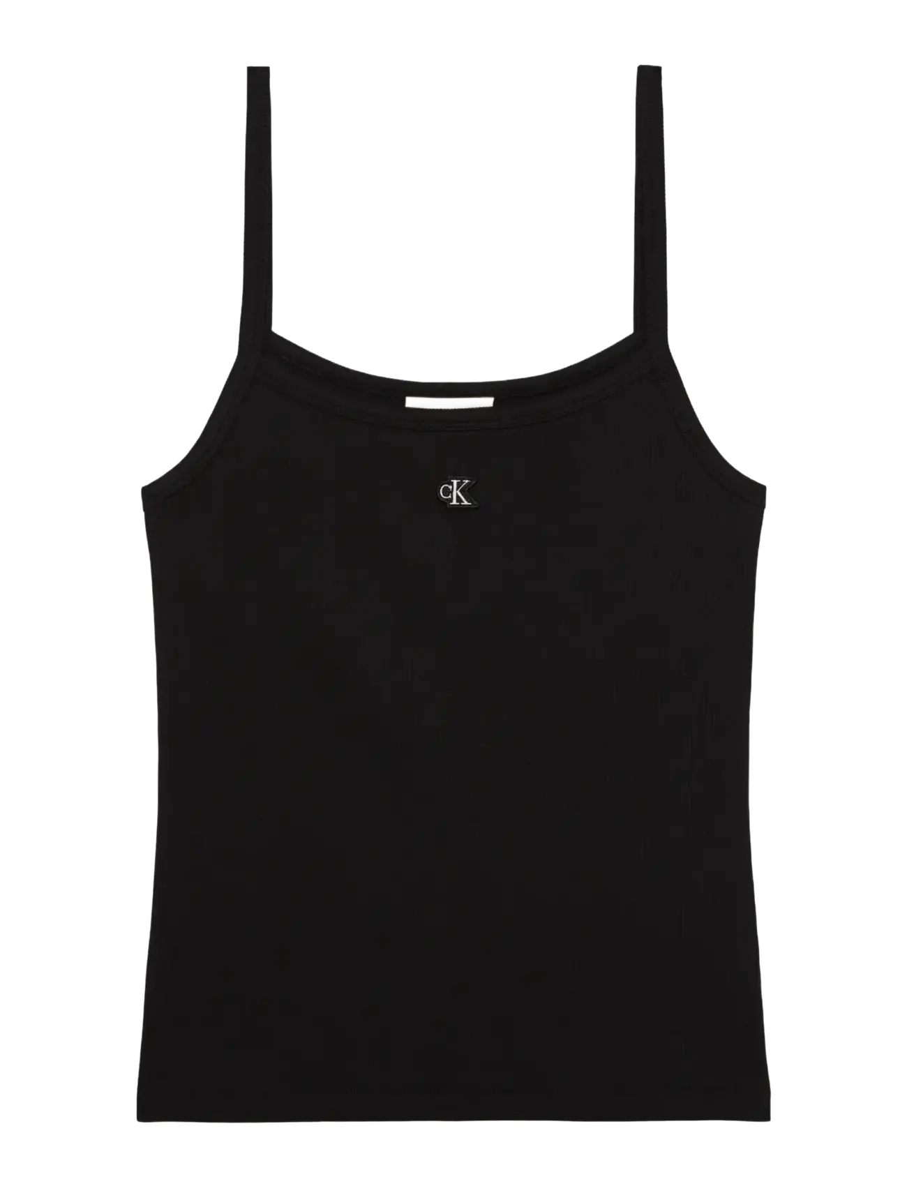 Calvin Klein Jeans SL 2X2 BABY RIB STRAP TANK - Drabužiai - BLACK / black