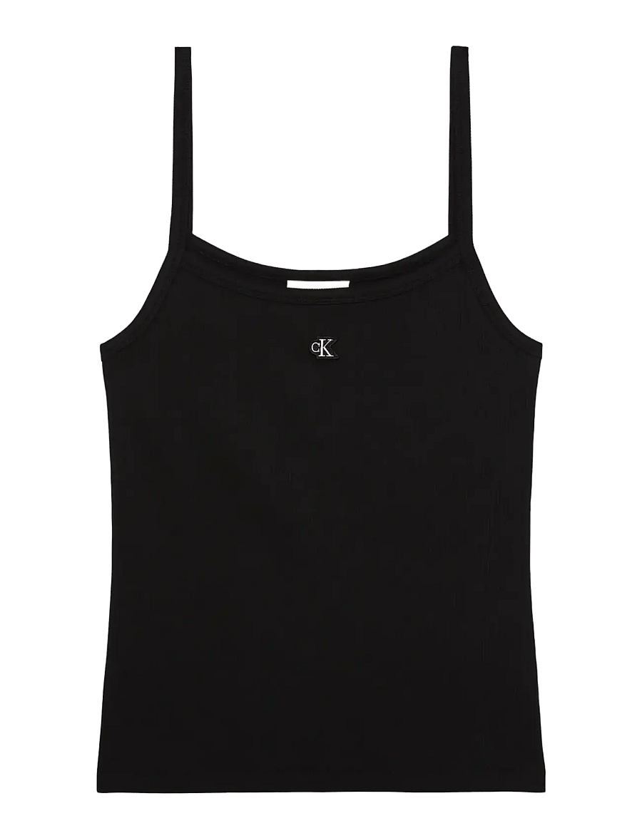 Calvin Klein Jeans - SL 2X2 BABY RIB STRAP TANK - linnen - black - 1