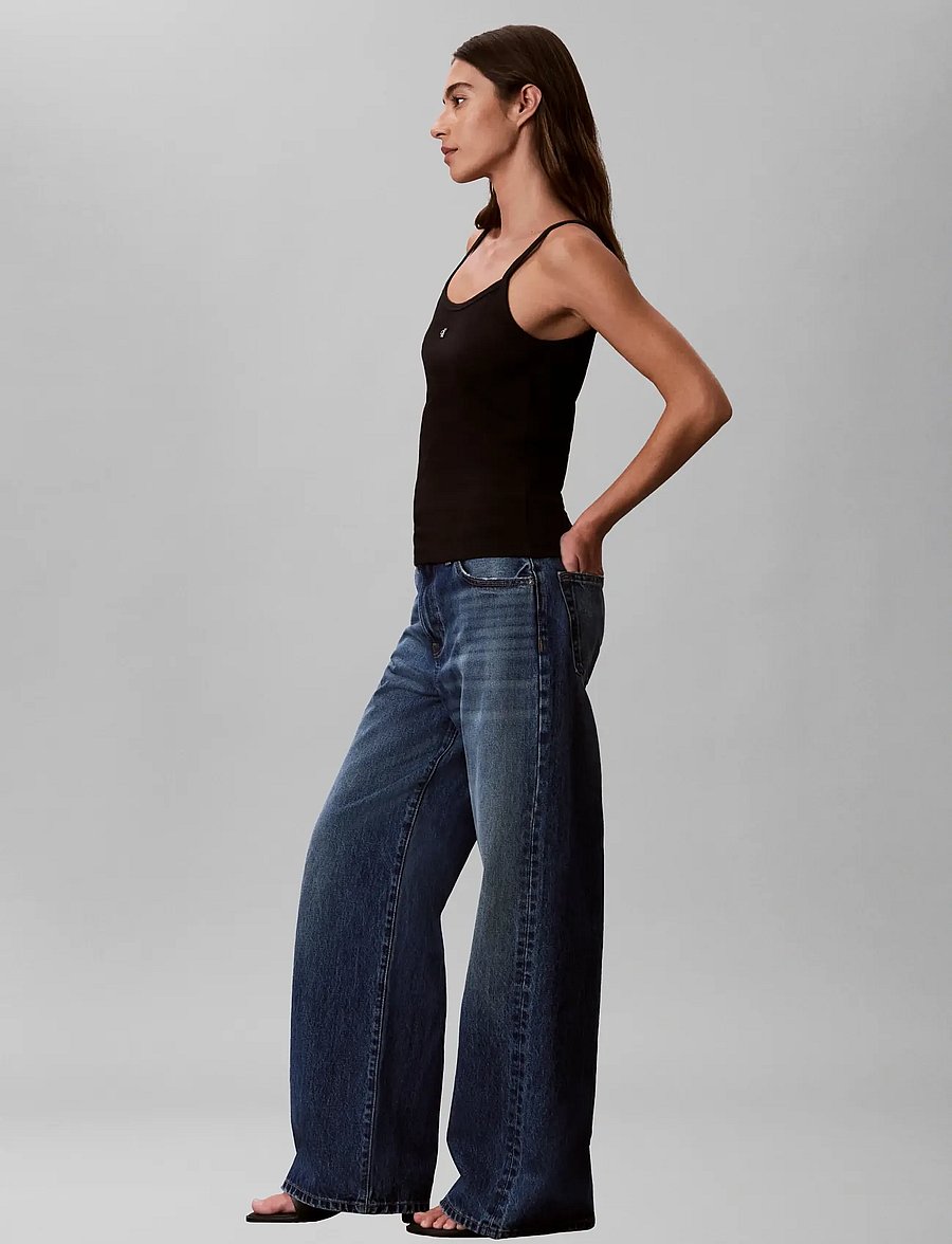 Calvin Klein Jeans - SL 2X2 BABY RIB STRAP TANK - linnen - black - 4